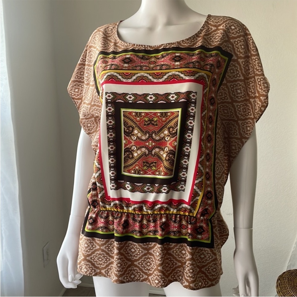 Ellen Tracy Patterned Brown Women's Top